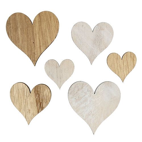 Floristik24 Corazones mezcla de madera gris, naturaleza 2,5cm - 5cm 46pcs