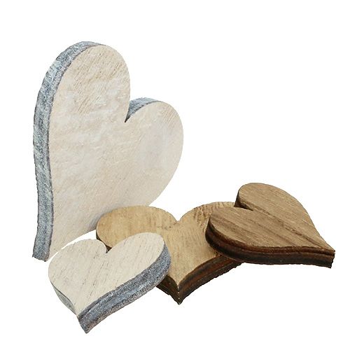 Floristik24 Corazones mezcla de madera gris, naturaleza 2,5cm - 5cm 46pcs