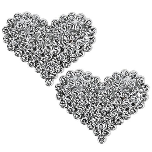 Floristik24 Corazón 6,5cm plata con pegamento dot 12pcs