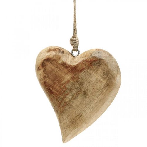 Floristik24 Corazón de madera corazones de madera colgante decorativo madera de mango H14cm 3pcs