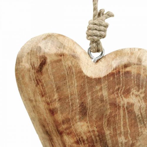 Artículo Corazón de madera corazones de madera colgante decorativo madera de mango H14cm 3pcs