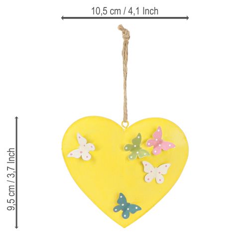 Artículo Colgantes decorativos de corazón con mariposas para decoración primaveral, 10,5 cm, 3 piezas