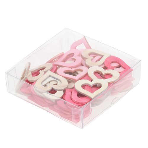 Artículo Corazones para esparcir rosa, rosa, natural 4cm 72 piezas