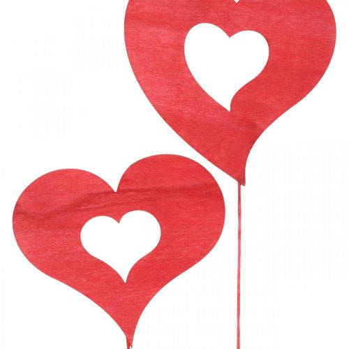Artículo Tapón de flores corazón, decoración de madera para pegar, Día de San Valentín, tapón decorativo rojo, Día de la Madre L31-33cm 24pcs