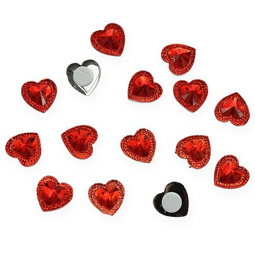 Floristik24 Corazones para pegar sobre diamante rojo 2cm 48 piezas