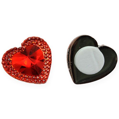 Floristik24 Corazones para pegar sobre diamante rojo 2cm 48 piezas