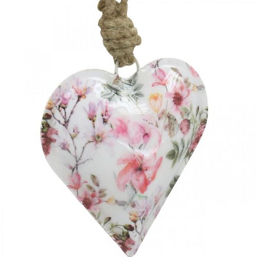 Artículo Corazón con estampado floral, Día de la Madre, colgante de metal H9cm 3pcs