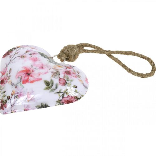 Floristik24 Corazón con estampado floral, Día de la Madre, colgante de metal H9cm 3pcs