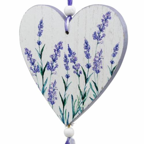Floristik24 Corazón con motivo lavanda para colgar, boda, decoración de verano mediterráneo, San Valentín, corazón lavanda 4ud