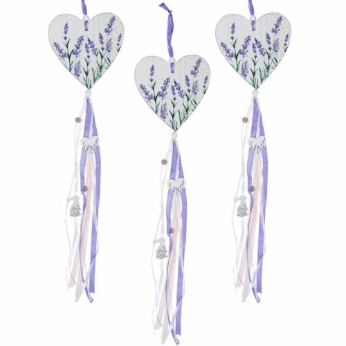 Corazón con motivo lavanda para colgar, boda, decoración de verano mediterráneo, San Valentín, corazón lavanda 4ud