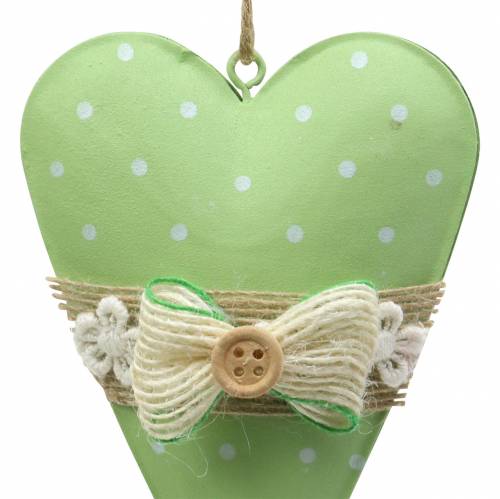 Floristik24 Percha corazón metal verde lima, blanco surtido H11cm 4pcs
