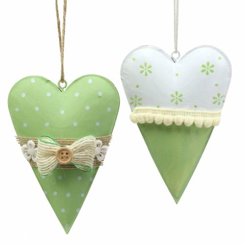 Floristik24 Percha corazón metal verde lima, blanco surtido H11cm 4pcs