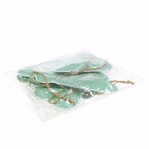 Floristik24 Percha corazón metal verde, blanco punteado H11cm 6pcs
