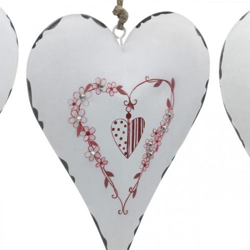 Artículo Corazones decorativos para colgar metal corazón de metal blanco 12×16cm 3uds
