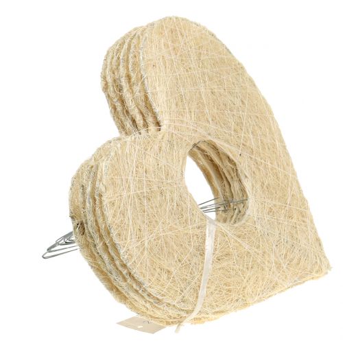 Floristik24 Brazalete corazón sisal blanqueado 25cm 6pcs