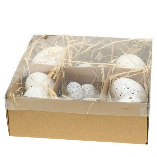 Floristik24 Surtido de huevos de oca, gallina y codorniz 3,5cm – 8cm 12uds