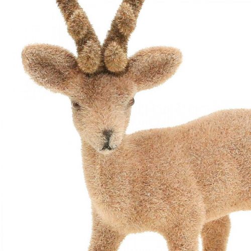 Artículo Ciervo decorativo figura decorativa reno decorativo flocado H17cm 6 piezas