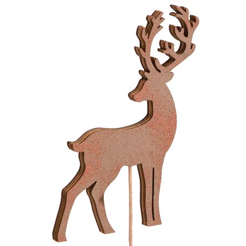 Artículo Tapón floral decorativo ciervo bronce dorado 8-10cm 18 piezas