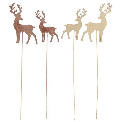 Artículo Tapón floral decorativo ciervo bronce dorado 8-10cm 18 piezas