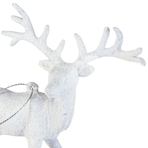 Artículo Decoración de ciervos en colgante navideño blanco Al. 13,5 cm 3 piezas