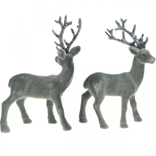 Floristik24 Ciervo decorativo figura decorativa reno decorativo antracita H20cm 2 piezas