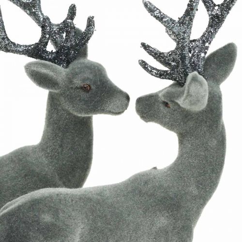 Floristik24 Ciervo decorativo figura decorativa reno decorativo antracita H20cm 2 piezas