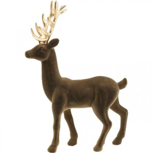 Floristik24 Ciervo deco decoración figura deco reno flocado marrón H37cm