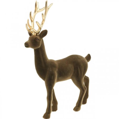 Floristik24 Ciervo deco decoración figura deco reno flocado marrón H37cm