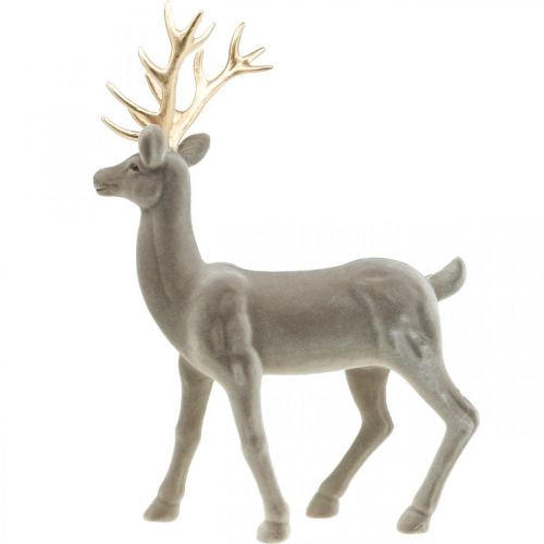 Artículo Ciervo decorativo figura decorativa reno decorativo flocado gris Al.46cm