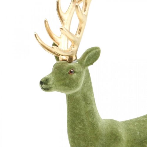 Floristik24 Ciervo decorativo figura decorativa reno decorativo flocado verde Al.37cm