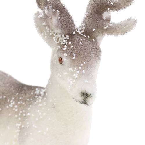 Artículo Reno decorativo blanco con purpurina – Decoración navideña de invierno 20 cm 3 piezas
