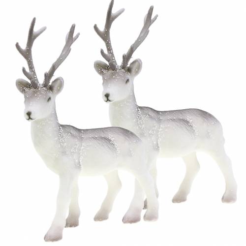 Artículo Deco ciervos flocados/nevados 27,5cm 2 piezas