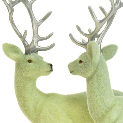 Artículo Ciervo reno decorativo ternero gris verde flocado 20 cm juego de 2