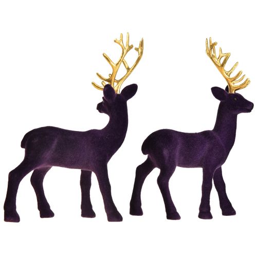 Artículo Deer Deco Reno Violeta Oro Becerro Flocado 20 cm Juego de 2