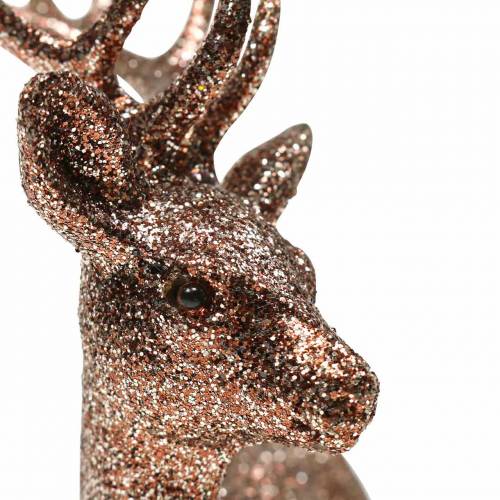Floristik24 Ciervo decorativo purpurina cobre 14cm 4pcs