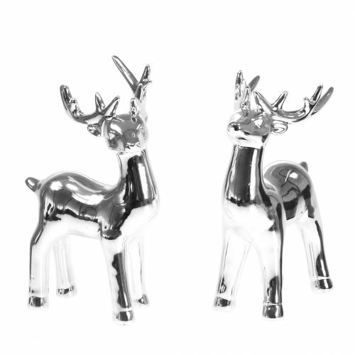 Floristik24 Figura para decorar ciervo plata H17cm 2pcs