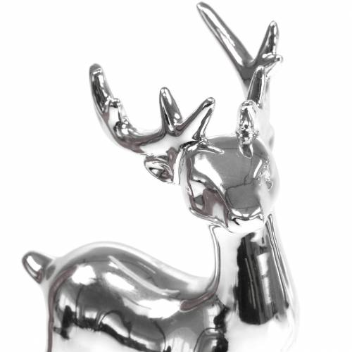 Artículo Figura para decorar ciervo plata H17cm 2pcs