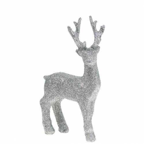 Floristik24 Figura para decorar ciervo plata brillo 9cm x 16cm