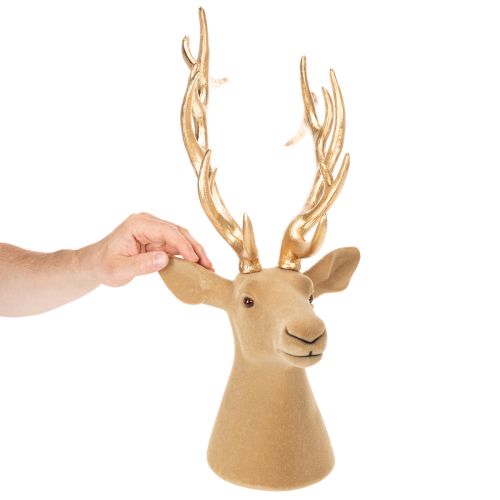 Escultura decorativa de cabeza de ciervo con grandes astas, 52 cm. | Floristik24.es
