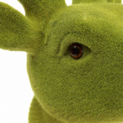 Floristik24 Cabeza de ciervo decorativa flocada verde musgo 30cm x 23cm
