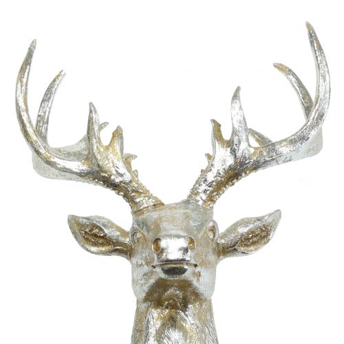 Floristik24 Cabeza de ciervo para decoración de pared oro, plata 22cm x 32cm