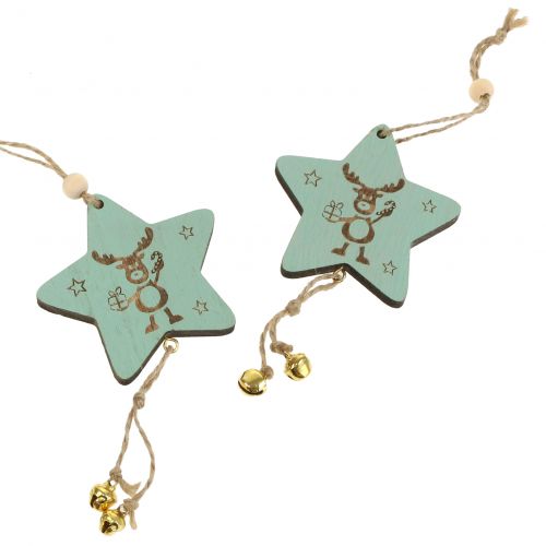 Floristik24 Colgante para árbol de Navidad Estrella Menta 7cm L20cm 12pzs