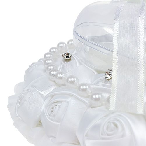 Floristik24 Almohadón para Alianzas con Porta Anillos Blanco 17cm x15cm