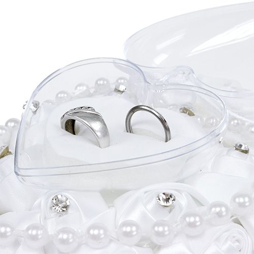 Floristik24 Almohadón para Alianzas con Porta Anillos Blanco 17cm x15cm