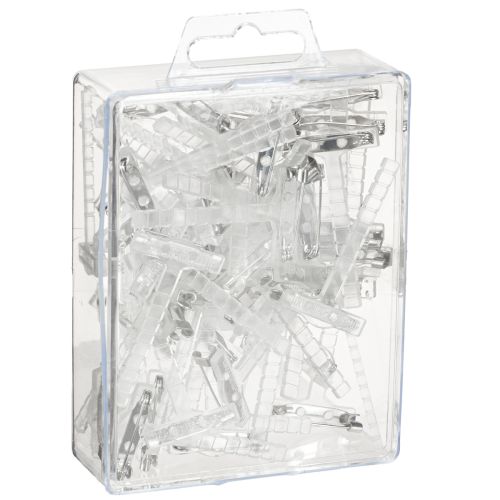 Artículo Pines de solapa de boda transparentes/plateados 5 cm 50 piezas