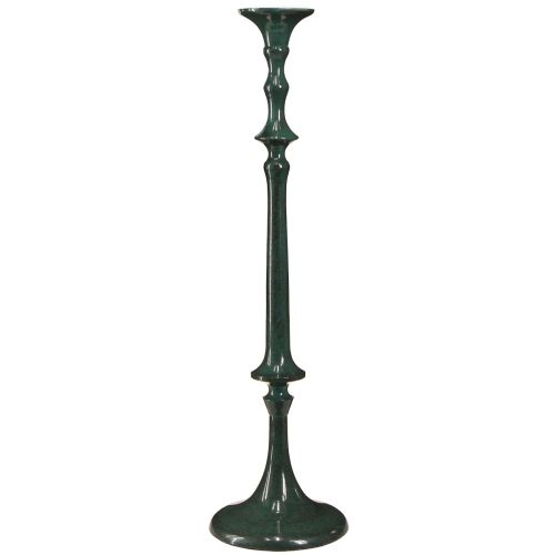 Artículo Portavelas alto de metal aspecto cerámico verde Al. 49 cm
