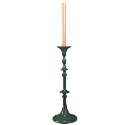 Artículo Candelabro alto de metal verde aspecto cerámico Al. 38 cm
