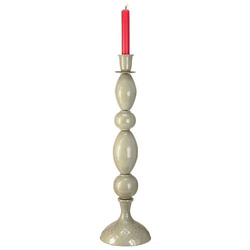 Artículo Portavelas alto de metal gris dorado 51cm