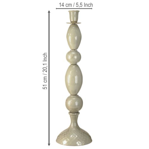 Artículo Portavelas alto de metal gris dorado 51cm
