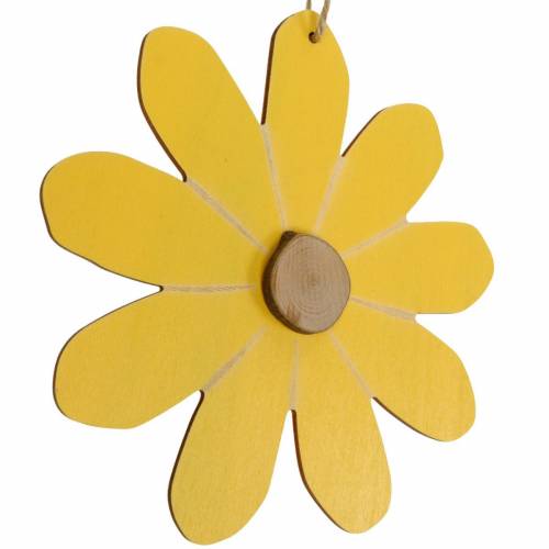 Artículo Flores de madera para colgar, decoración de primavera, flores de madera amarillas y blancas, flores de verano 8pcs